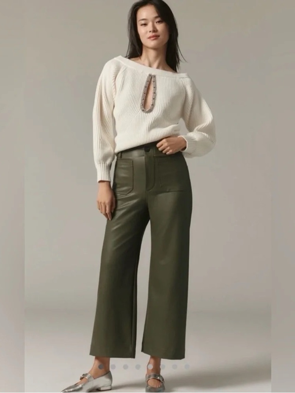 Maeve Collette Anthropologie Cropped Green Pleather Pants 29
